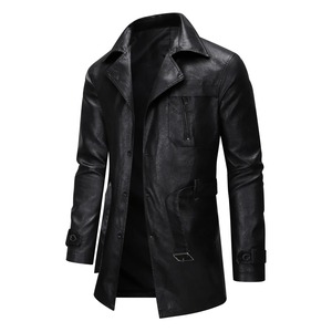 Chaqueta de Motocicleta de Invierno para Hombre, de Cuero Genuino Negro, Diseño Sólido, Impermeable, con Forro de Sherpa y Cuello Abatible - Product Image 1