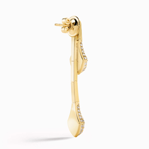 Boucles d'oreilles pendantes en or jaune et diamants, forme goutte d'eau, sertissage en canal, luxe, pour femme, usage quotidien - Product Image 3