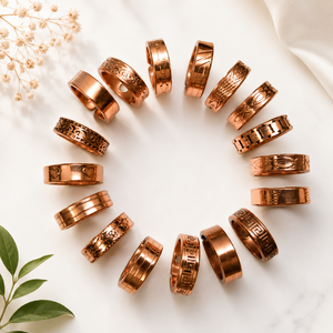 Pure Copper Magnetic <b>Adjustable</b> Solid <b>Ring</b> with Modern Antique Copper Plating Mould Made for Unisex Daily Wear Gift - Product Image 1