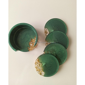 Dessous de verre en résine de paillettes transparents faits à la main élégants verres étincelants décor de table moderne accessoires artistiques en résine - Product Image 3