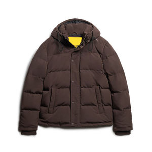 Veste matelassée à capuche marron pour homme, vente en gros personnalisée, veste d'hiver chaude, veste à bulles matelassée, coupe-vent, parka thermique pour l'extérieur - Product Image 1