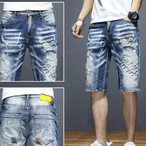 Shorts en jean pour hommes de haute qualité, conçus sur mesure, style streetwear, 100% coton, écologiques, respirants, logo personnalisé, service OEM - Product Image 2