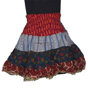 New Cotton Mini <b>Skirt</b> Sari Mini Patch Work <b>Skirts</b> Wholesale From India Boho Stylish Multi Color Patch Cotton Mini Sexy <b>Skirt</b> - Product Image 5
