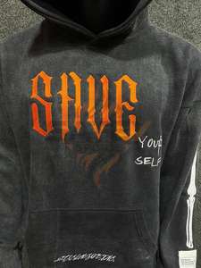 Unisex Clothing Embroidery Distressed <b>Hoodie</b> Oversized Acid Wash Hip Hop <b>Hoodie</b> <b>Men</b> Drop Shoulder Vintage Pullover <b>Thick</b> <b>Hoodie</b> - Product Image 4