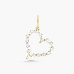 Colgantes de Diamante en Forma de Corazón, Oro Sólido de 14K y 18K, Corte Redondo, Diamantes Cultivados en Laboratorio, Minimalistas, Únicos, para Uso Diario, Joyería Fina al por Mayor - Product Image 1
