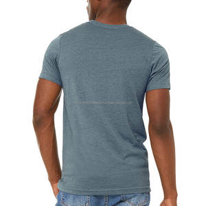 Camiseta de Manga Corta Lisa con Cuello Redondo para Hombre, Camiseta de Mezclilla Peinada, Color Verde Azulado Oscuro - Product Image 3