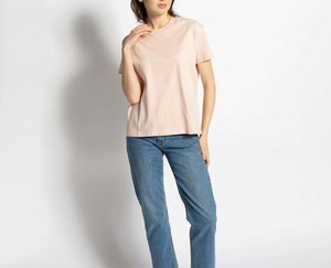 Women's Loose Fit Crew Neck Short Sleeve T-<b>Shirt</b> Solid Color 100% Cotton Jersey Fabric Casual Wear All Seasons - Product Image 4