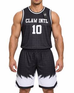 Conjunto de Uniforme de Baloncesto para Hombre Claw Intl, Diseño de Cuadros Blancos y Negros, Impresión en Serigrafía, Algodón Transpirable, Unificación sin Costuras - Product Image 1