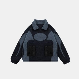 <b>Men</b> <b>Sherpa</b> Fleece <b>Jacket</b> Zip Up Stand Collar Patchwork Winter Outerwear with Zipper Pockets Custom Logo - Product Image 5
