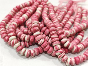 Cuentas de ágata Fordite multicolor, forma rondelle, lisas, de 8 mm, vendidas por hebra de 8 pulgadas de largo. - Product Image 3