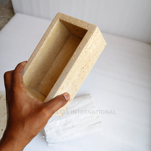 Modern luxury bathroom tissue <b>box</b> cover premium travertine marble tissue holder elegant <b>vanity</b> organizer tabletop decor accessor - Product Image 4