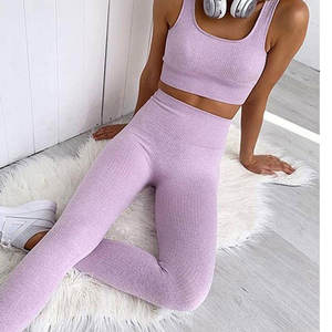 Conjunto Deportivo de Yoga para Mujer, Transpirable, Elástico, Sin Costuras, Leggings de Cintura Alta, Sujetador Deportivo, 2 Piezas, Ropa Deportiva para Gimnasio, Entrenamiento y Fitness - Product Image 5