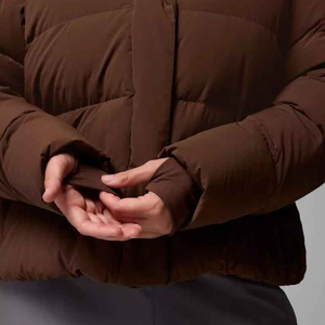 Chaqueta Acolchada Marrón para Mujer con Capucha, Manga Larga, Abrigo de Invierno, Relleno Grueso de Poliéster, Cierre de Cremallera, Corte Corto - Product Image 5