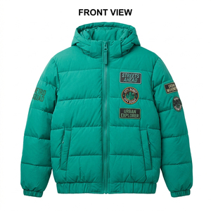 Premium Knitted Breathable Quick Dry Puffer <b>Jacket</b> 70D Polyester 280GSM Warm Custom <b>Rhinestone</b> Logo Design - Product Image 3