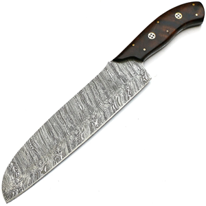 Couteau de chef en acier Damas forgé à la main, écologique, de qualité supérieure, avec manche en bois, ambidextre, style moderne, passe au lave-vaisselle - Product Image 1