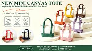 Sac fourre-tout en toile miniature personnalisé avec fermeture éclair, petit sac de shopping réutilisable en coton, sac cadeau avec logo personnalisé - Product Image 5