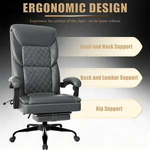 Chaise de bureau ergonomique avec support lombaire gonflable, chaise d'ordinateur confortable et large, repose-pieds, chaise de gaming avec système S Linked - Product Image 3