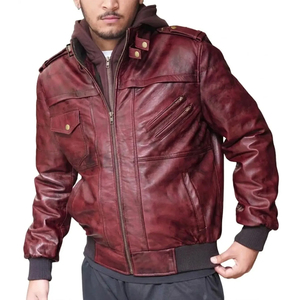 New Style Men Hooded <b>Leather</b> <b>Jacket</b> Custom Logo And Size Sheep Winter Wear For <b>Long</b> Sleeve Comfortable High Quality - Product Image 1