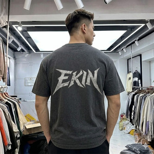 2026 New Arrival Best-Selling Unisex 100% Cotton Worsted Boxy Cropped T-<b>Shirt</b> Custom Rhinestone Print Street <b>Gothic</b> Oversized - Product Image 4