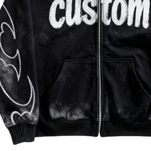 Hoodie oversize à fermeture éclair avec logo personnalisé, mockup gratuit, 100% coton, molleton lourd 400 GSM, style streetwear - Product Image 5