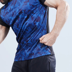 T-shirt de sport pour homme, coupe ajustée, en tricot épais, spandex/polyester, respirant, séchage rapide, écologique, streetwear, gym - Product Image 6