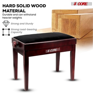 Banc de piano réglable à 5 niveaux, épaisseur 3,25 po, tabouret de clavier en bois massif, chaise de musicien robuste - Product Image 4