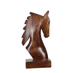 Sculpture décorative de tête de cheval en bois, œuvre d'art équine minimaliste mettant en valeur la maîtrise artisanale, la texture naturelle et l'équilibre. - Product Image 5