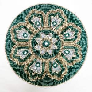 Handcrafted <b>Seed</b> Bead Placemats with Intricate Embroidery Customizable Color & Size for Home Decor Needlework - Product Image 3
