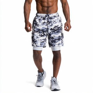 Shorts de sport camouflage double couche pour homme, vêtements de fitness 2 en 1, shorts imprimés pour homme, shorts de sport double couche pour homme - Product Image 1