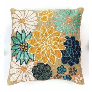 Housse de coussin carrée en verre perlé floral moderne de haute qualité, faite à la main, 35x35cm, fermeture éclair, décoration intérieure, canapé, lit - Product Image 4