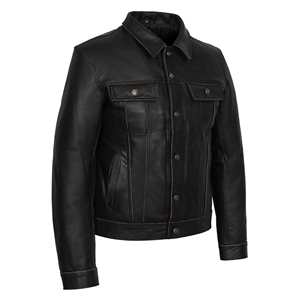 Veste en cuir véritable pour homme, style western classique, veste en cuir sur mesure, OEM, ODM, vente en gros, fabricant de marques privées - Product Image 2