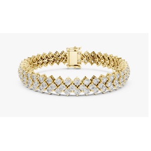 Pulsera de tenis de oro amarillo de 14K con diamantes cultivados en laboratorio en cruz - Product Image 1