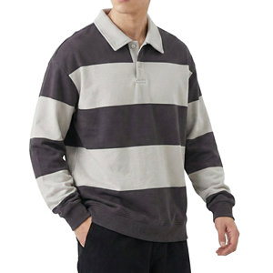 Chemise décontractée pour homme à manches courtes, à blocs de couleur et rayures, en toile tricotée respirante, coupe classique, gris et noir - Product Image 1