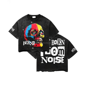 Custom Printed Distressed Acid Wash T-Shirts 260gsm French Terry Boxy <b>Tshirts</b> Oversized Heavyweight Men <b>Long</b> Sleeve T Shirt - Product Image 4