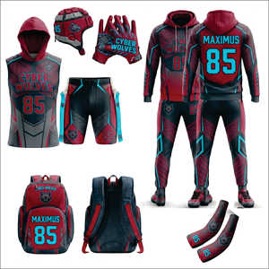 Ensemble d'uniformes de football 7v7 entièrement sublimés, nouveau design, uniformes à drapeaux pour jeunes, respirants et confortables - Product Image 1