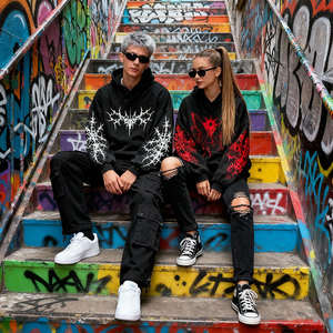 Sudadera con Capucha Extra Grande de Estilo Vintage Personalizada OEM, Unisex, con Estampado de Corazón Pintado Digitalmente, 100% Felpa de Seda, Sudadera Gruesa para Hombre - Product Image 3