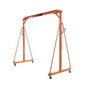Grue portique tout acier à hauteur réglable, capacité 1100 lb, verrouillage automatique, 95 min. Hauteur 142 Max. Roulettes pivotantes verrouillables 20m - Product Image 1