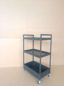 Chariot de service à quatre roues en acier, structure plateforme, 3 niveaux, pour cuisine et salle à manger, facile à déplacer, assemblage rapide, usine OEM ODM - Product Image 4