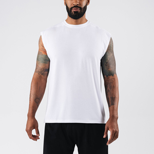 Men's wear Cotton Tank Tops Gym Exercise Fitness Sports <b>Vest</b> with Wide Shoulder Round Neck Sleeveless Shirt Casual Wear Tank To - Product Image 2