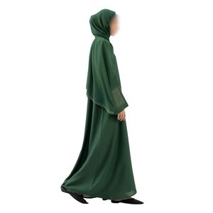Forest Green Abaya With Matching Hijab For Women Muslim Modest Dress Dubai <b>Kaftan</b> Islamic Clothing Middle East Style Gown - Product Image 3