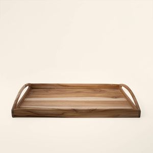 Plateau rectangulaire en teck fait main de 18'' x 11'' x 2,5'' pour le service et la décoration - Product Image 2