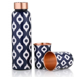 Carafe à eau en cuivre pur à double texture avec 2 verres, base martelée, vaisselle de luxe - Product Image 6
