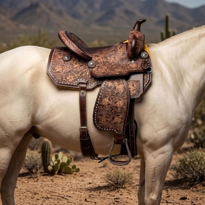 Silla de Montar para Caballo de Cuero Genuino Hecha a Mano, Equipo Ecuestre Premium para Montar a Caballo Estilo Vaquero Occidental, Logotipo Personalizado, Venta al por Mayor - Product Image 5