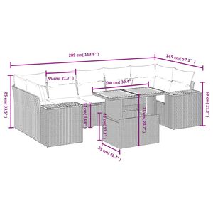 Conjunto de Sofás de Jardín de Ratán Gris, 6 Plazas, Resistente a la Intemperie, Muebles de Exterior de Diseño Contemporáneo - Product Image 5