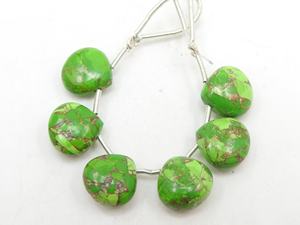 Cobre verde turquesa en forma de corazón en forma de lágrima 12X12MM cuentas de piedra pulida suave par combinado para la fabricación de joyas al por mayor - Product Image 4
