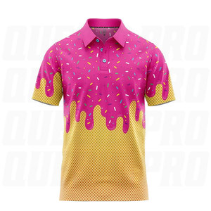 Polo de golf pour homme, motif crème glacée amusant, léger, anti-humidité, performance, manches courtes, coupe décontractée, séchage rapide, décontracté - Product Image 6