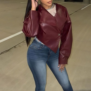 New Women's Unique Waist-Defining <b>Gothic</b> Winter Genuine Leather Solid Color Casual Motorcycle <b>Jacket</b> Asymmetrical Fashion - Product Image 4