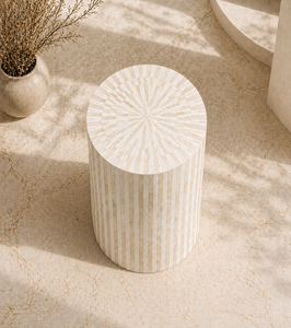 Table basse ronde en os incrusté, table d'appoint en résine, taille personnalisée, mobilier de salon - Product Image 3