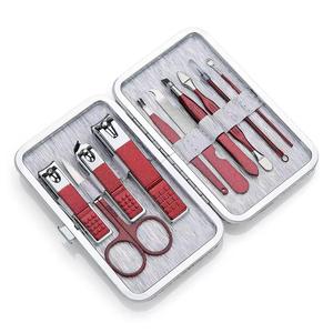 MORJE Surgical 10 In 1 Stainless Steel <b>Nail</b> <b>Kit</b> With Case Portable Manicure Tools For Adults Classic Style Red Handle - Product Image 1