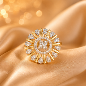 Anillo de Oro de 14K para Mujer con Circonitas Brillantes en Forma Redonda, Joyería de Moda Nupcial de Primera Calidad - Product Image 3